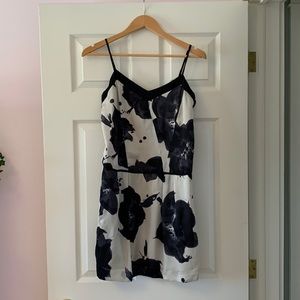 Club Monaco black and oyster silk mini dress